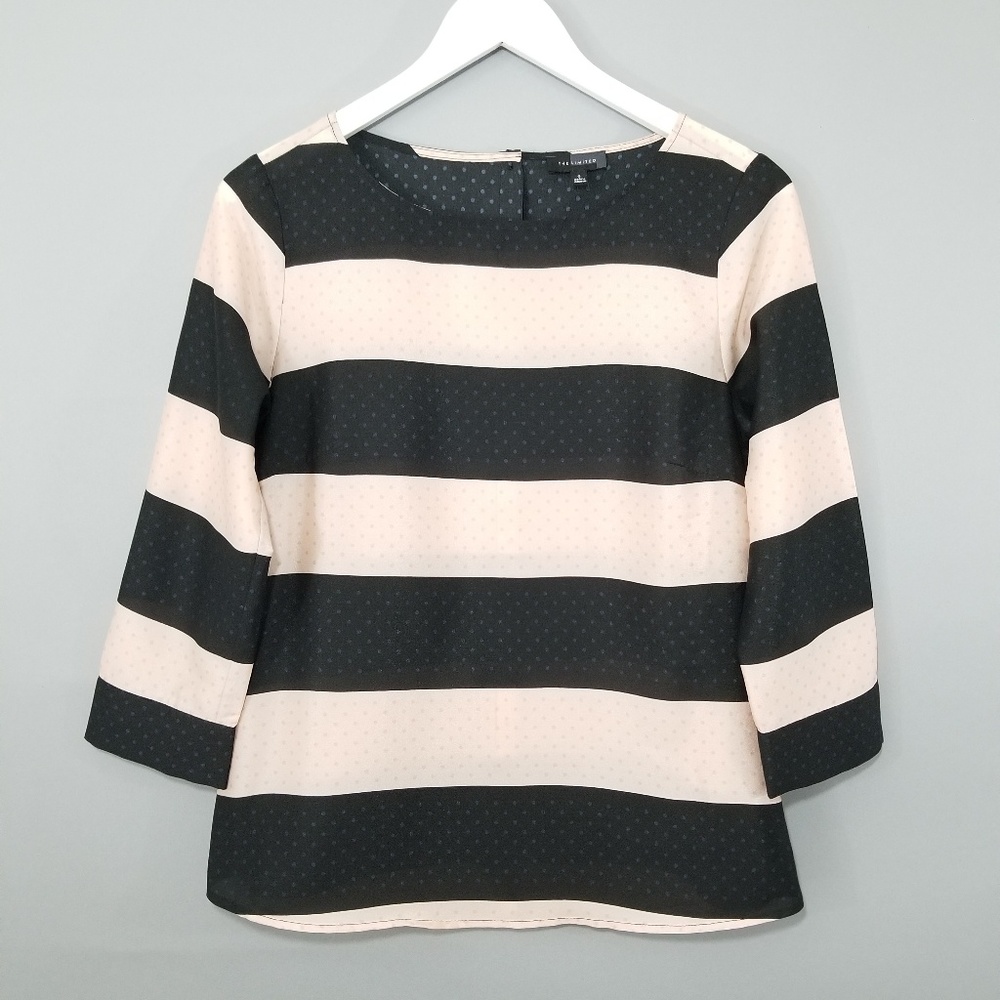 The Limited Blus Pink Black 3/4 Sleeve Top Sz S